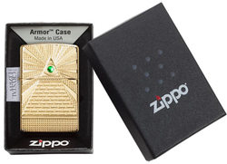 Зажигалка Zippo Armor с покрытием High Polish Brass, латунь/сталь, золотистая, 36x12x56 мм