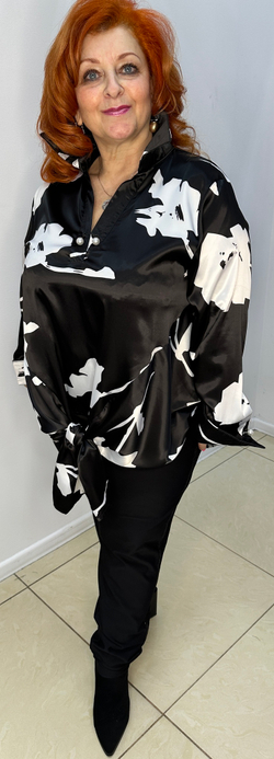 Цветной блузон-туника на завязке