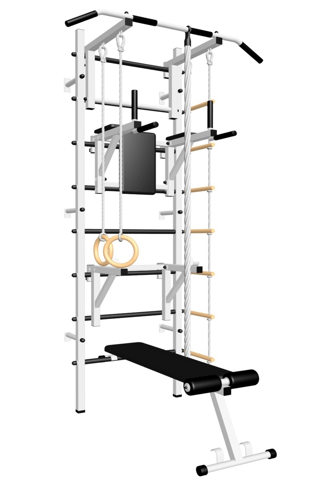 Шведская стенка Sv Sport 508 (Турник стандарт/Брусья/Стойка/Скамья/Канат/Кольца/Лестница)