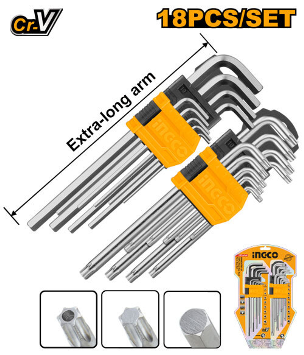 Набор шестигранных ключей 18 шт INGCO HHKSET0181 INDUSTRIAL