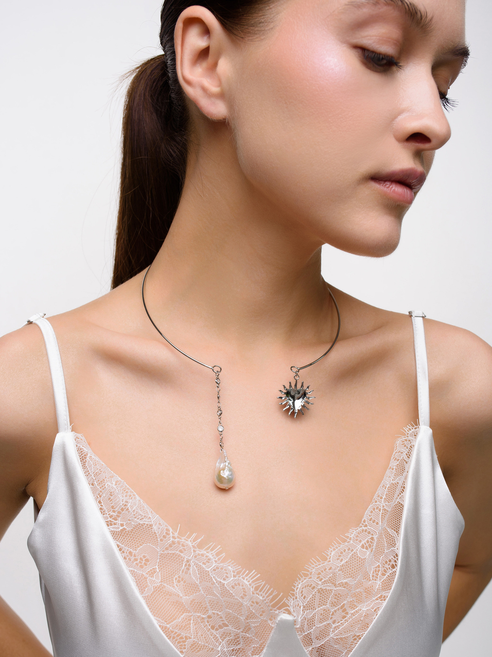 Обруч "Heart pearl" Silver