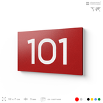 Номер на дверь квартиры 101, табличка на дверь офиса, кабинета, аудитории, склада, красная 120х70 мм, Айдентика Технолоджи