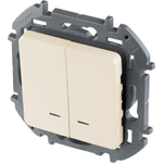 Выключатель 2х-клавишный с подсветкой/индикацией 10А 250В слоновая кость Inspiria Legrand