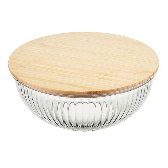 Чаша стеклянная с бамбуковой крышкой harmy, 2 л