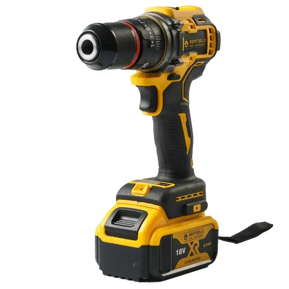 Аккумуляторный дрель шуруповерт Remtools black , 18В 6A , 50Нм