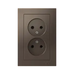 Розетка 2-м СП AtlasDesign 16А IP20 без заземл. в сборе мокко SE ATN000620