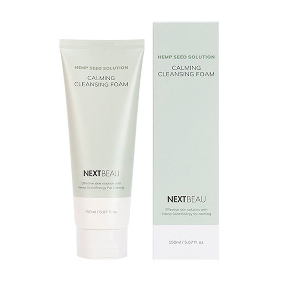 Пенка для умывания с маслом семян конопли NEXTBEAU Hemp Seed Solution Calming Cleansing Foam 150 мл