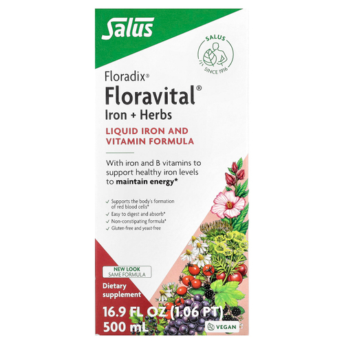 Floradix, Floravital®, железо и травы, 500 мл (16,9 жидк. унции)