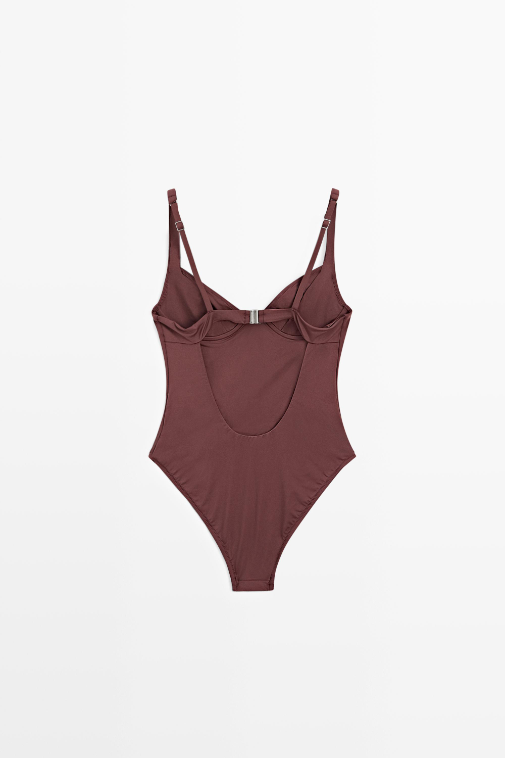 Massimo Dutti Купальник на косточках с широкими бретелями, коричневый