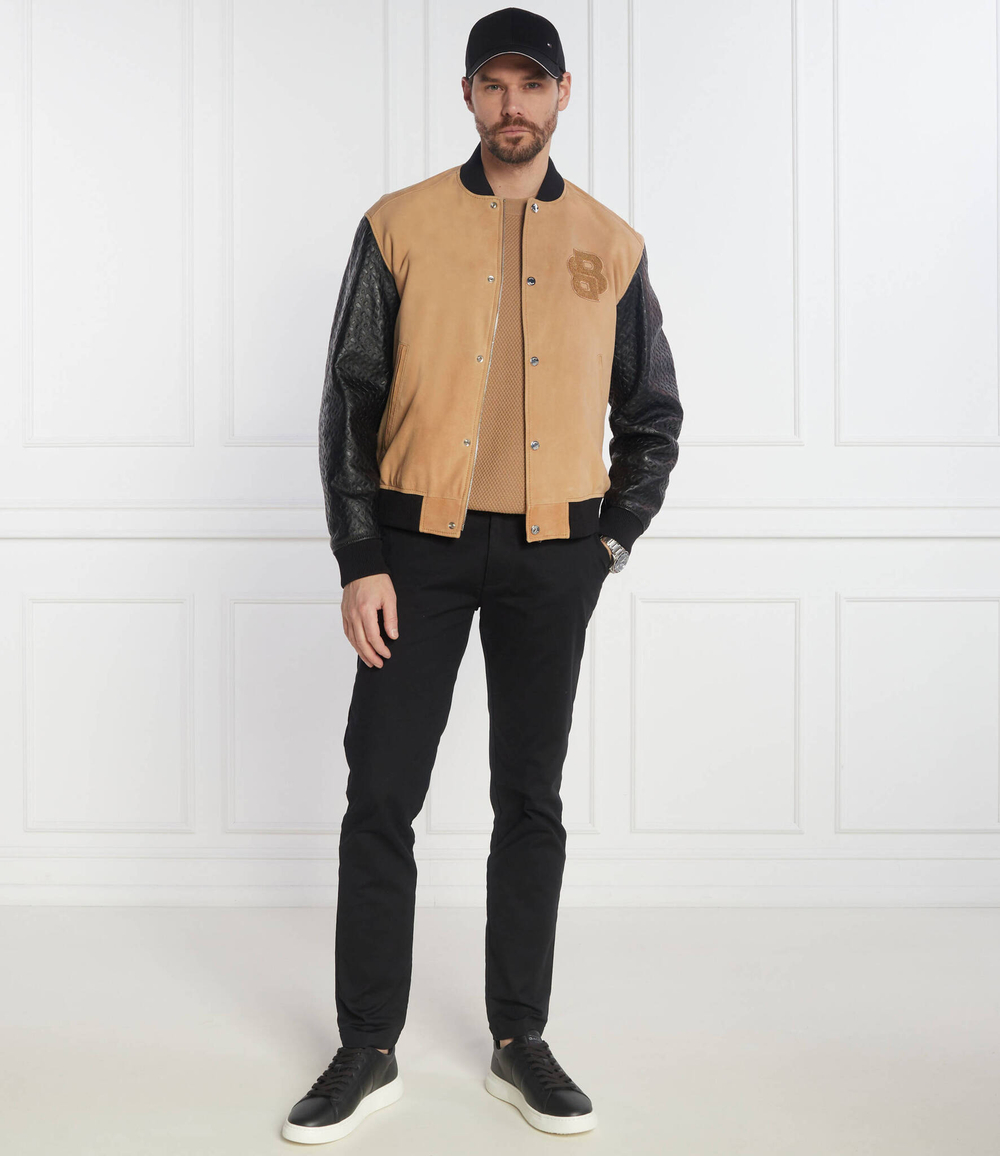 Кожаная куртка бомбер Moniro BOSS BLACK - бежевый(50510528)