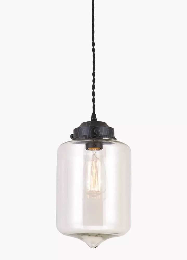DLC-V403 E27 BLACK Светильник декоративный подвесной ТМ Fametto, серия Vintage. Без лампы. Материал металл, стекло; цвет черный. d-170 мм, h-1000м