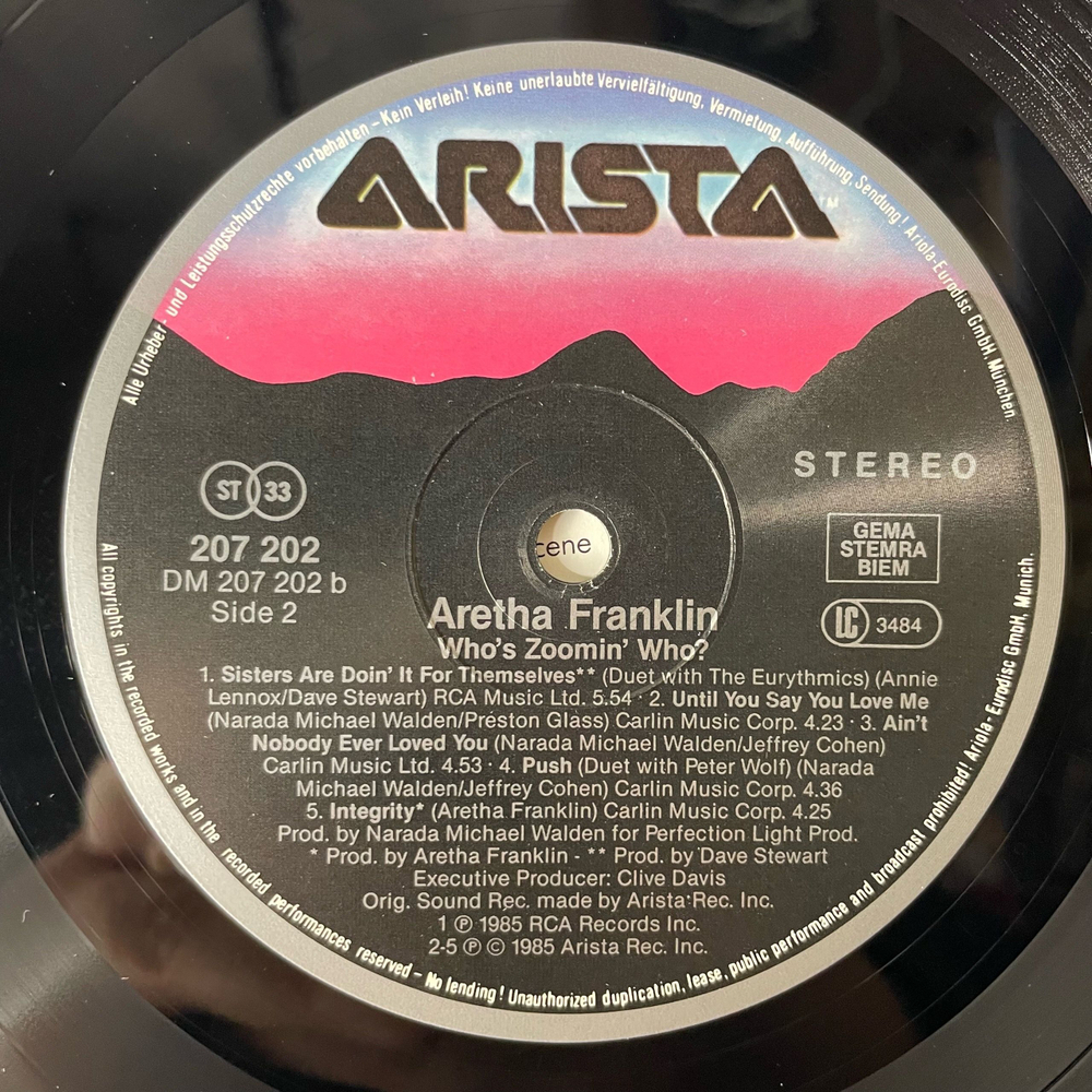 Винтажная виниловая пластинка LP Aretha Franklin Who's Zoomin' Who (Германия 1985) Sisters Are Doin' It For Themselves