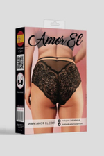 Женские трусики с серебристой фурнитурой Amor EL черные XL/XXL