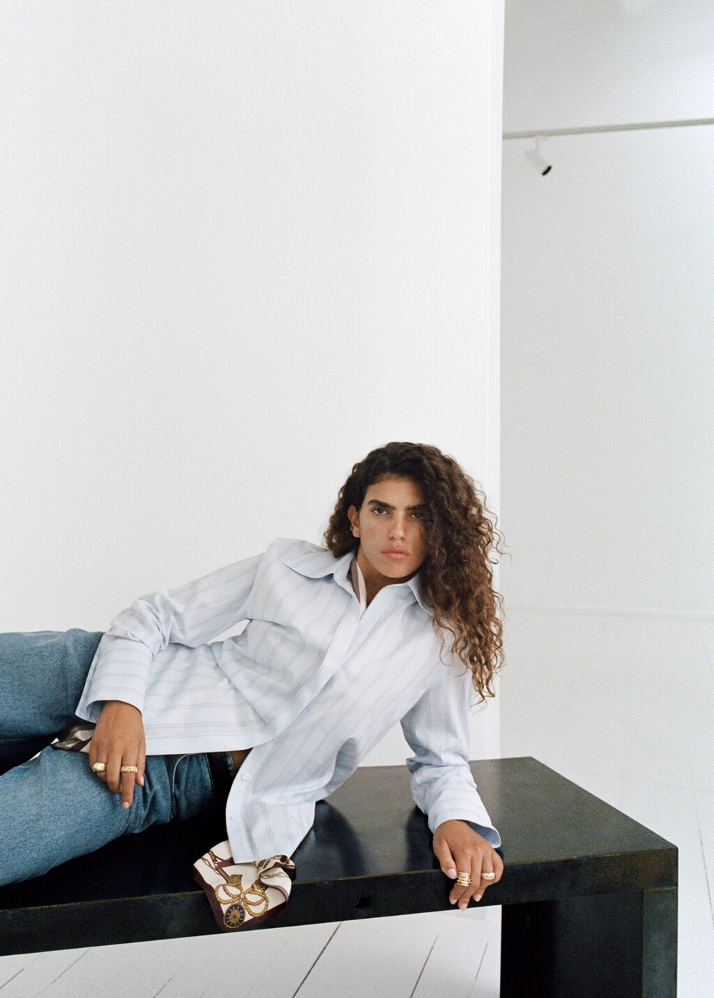 Полосатая рубашка с лацканами