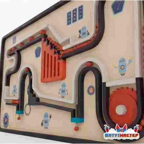 Детская интерактивная стена «Маршрут роботов», с шариковым лабиринтом