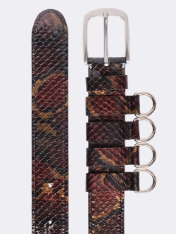 Ремень со шлевками коричневый "Рептилия" OLA OLA