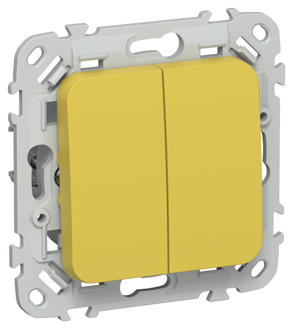FLITE Выключатель 2-клавишный кнопочный проходной 10А ВС62-2-0-ФлЖК желтый карри IEK