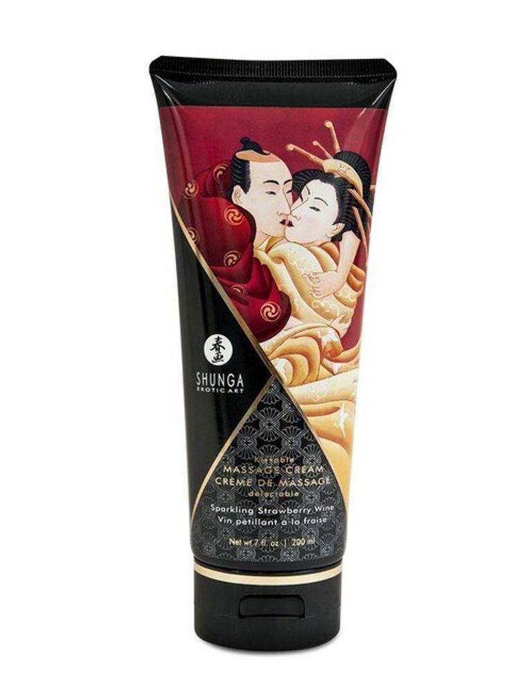 Съедобный массажный крем для тела Massage Cream (клубника с шампанским) 200 мл (Цвет: прозрачный)