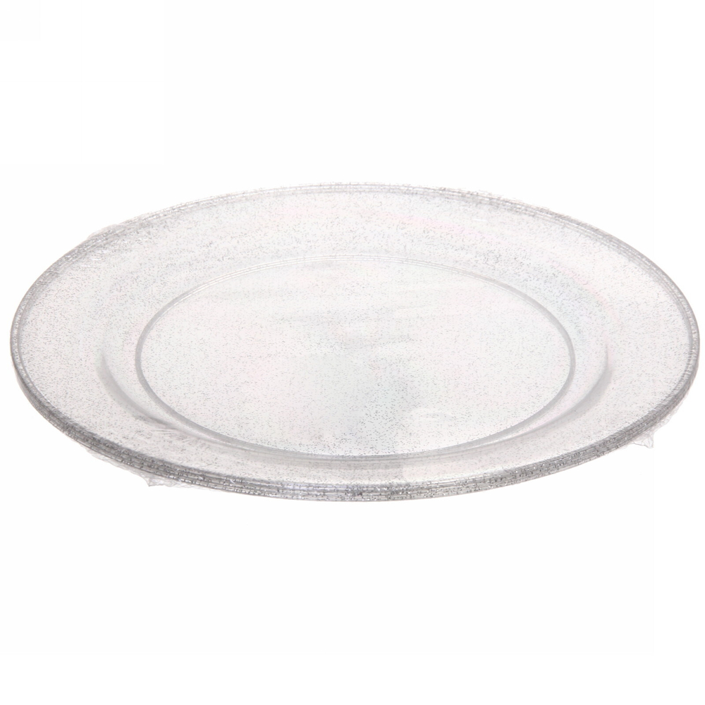 Тарелка одноразовая 23 см «Блестки серебро» в наборе 3шт