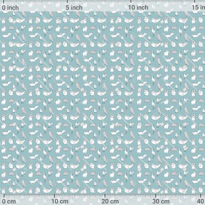 Графические маленькие животные и птицы на голубом by Дарина Гульбина 1200 DPI