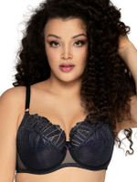 Бюстгальтер с шитой чашкой с вышивкой блестящей нитью (Размер: 80F) (Цвет: черный)