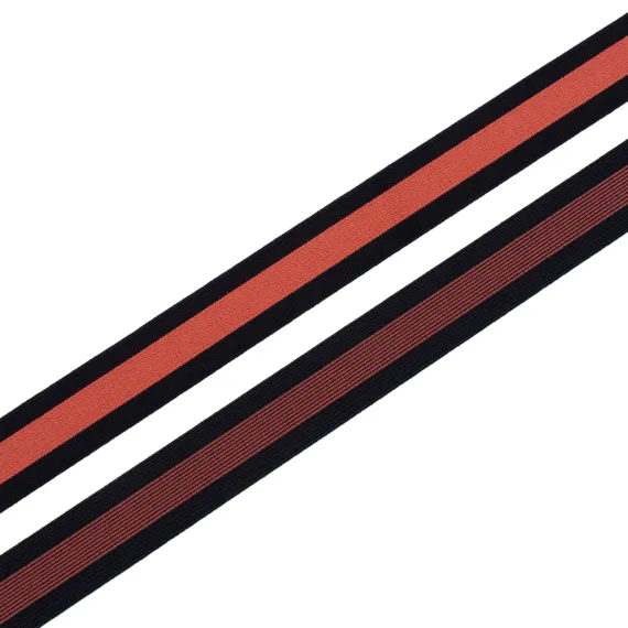 Резинка широкая, черная/темный коралл полоса 19 мм, Германия