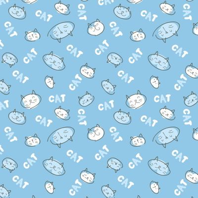 Котики и надпись CAT на голубом