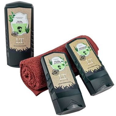 Набор(гель для душа.гель для бритья..лосьон после бритья.полотенце.пакет 30*30) La and Te beaute LTMEN7