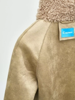 Шуба чебурашка тедди, оливковая, Северина