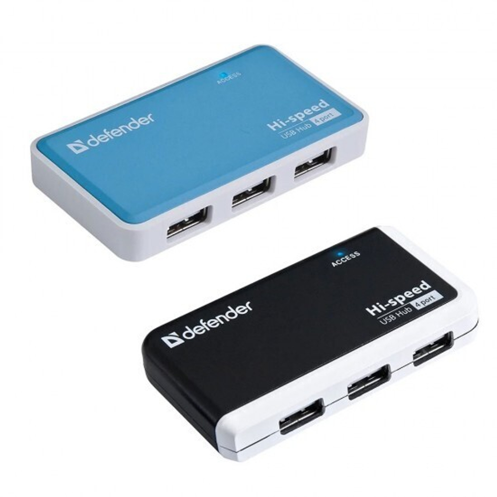 USB Hub разветвитель Defender Quadro Power, 4 порта USB 2.0, 012490