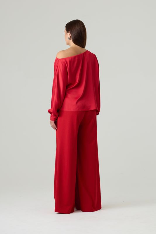 Блузка со спущенным плечом, красный