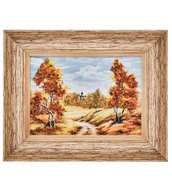 AMB-01/44 Картина «Вдали от мирской суеты» (с янтарной крошкой) пласт.рамка 33х42см