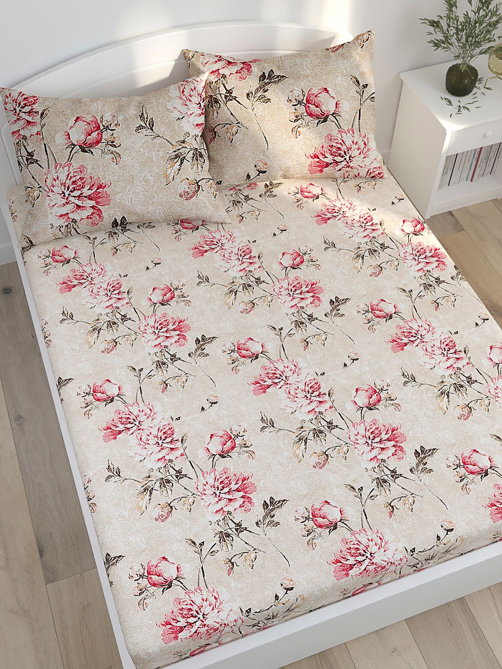 Простынь Сказка "Пионы винтаж" 150х215 см, перкаль