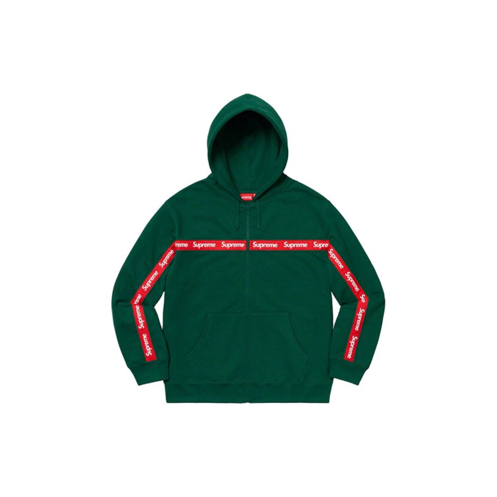 Supreme FW19 Week 9 Text Stripe Zip Up Hooded Sweatshirt