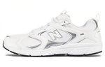 New Balance 408 comfortable all-match artificial leather fabric, wear-resistant and breathable mid-top casual running shoes for men and women with the same silver