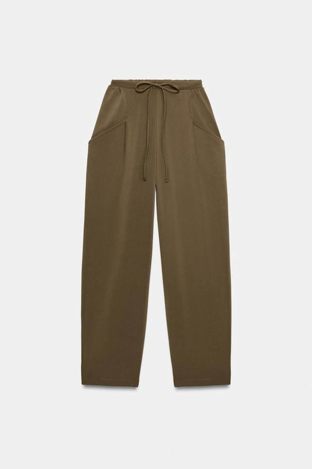 ZARA БРЮКИ С КАРМАНАМИ И ТЕКСТУРОЙ, ХАКИ