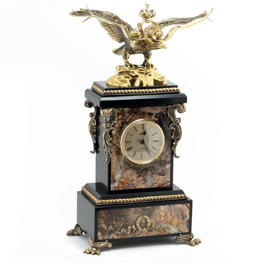 Часы "Двуглавый орел" камень яшма R115012