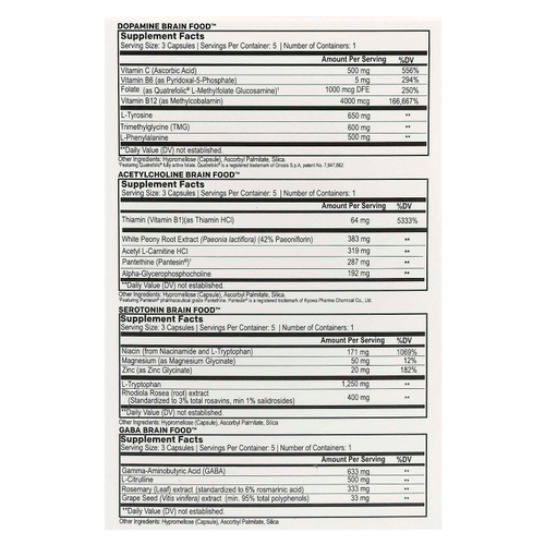 Natural Stacks, Brain Food ™, 4 флакона, 15 вегетарианских капсул в каждом флаконе