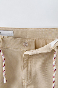 ZARA ШОРТЫ С КОНТРАСТНОЙ ДЕТАЛЬЮ, ЭКРЮ