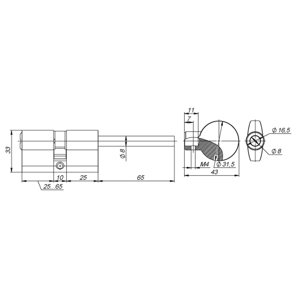 Цилиндровый механизм Fuaro (Фуаро)  со штоком D-PRO507/95 mm (60+10+25) CP хром 5 кл.