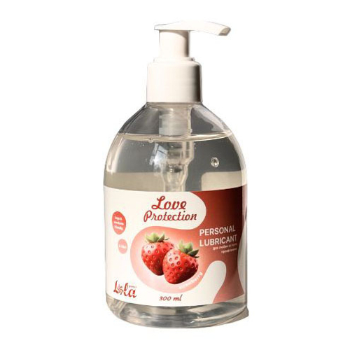 Лубрикант на водной основе с ароматом Клубники Lola Games Love Protection Strawberry 300мл