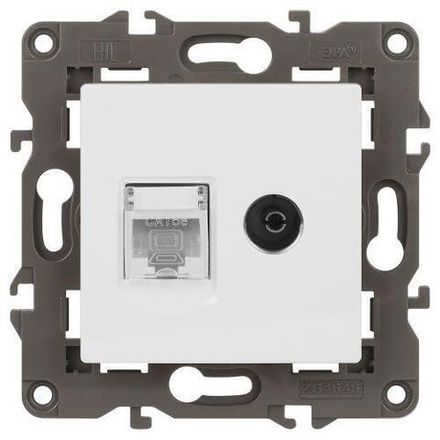 Розетка компьютерная + телевизионная 2-м Elegance 14-3110-01 RJ45 + TV IP20 механизм бел. Эра Б0034314
