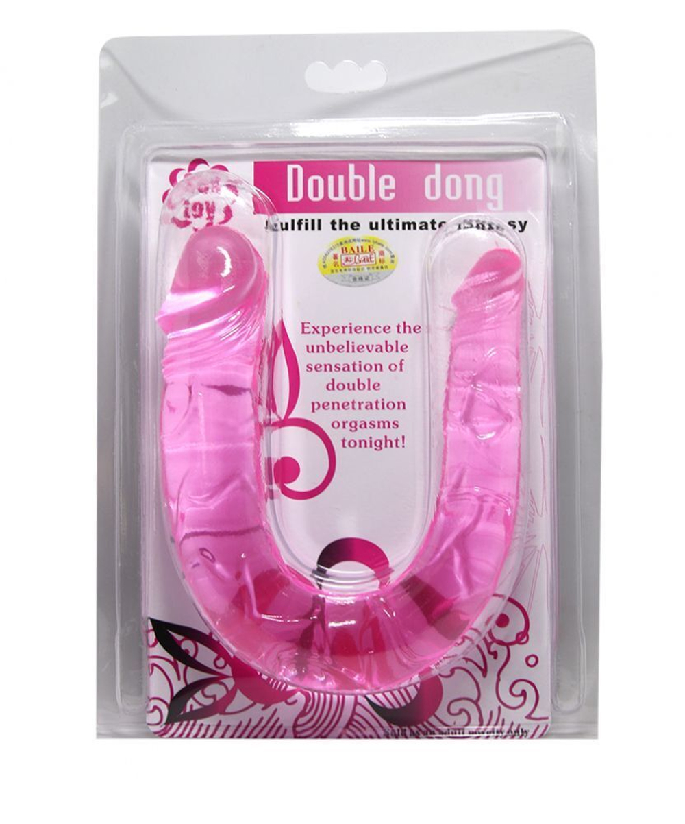 Двухголовый розовый фаллоимитатор - 29,8 см. (Цвет: розовый)
