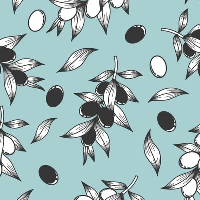 ОЛИВКОВЫЕ ВЕТВИ С ПЛОДАМИ НА ГОЛУБОМ ФОНЕ