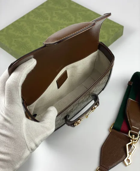 Мини-сумка Gucci Horsebit 1955 коричнево-бежевый