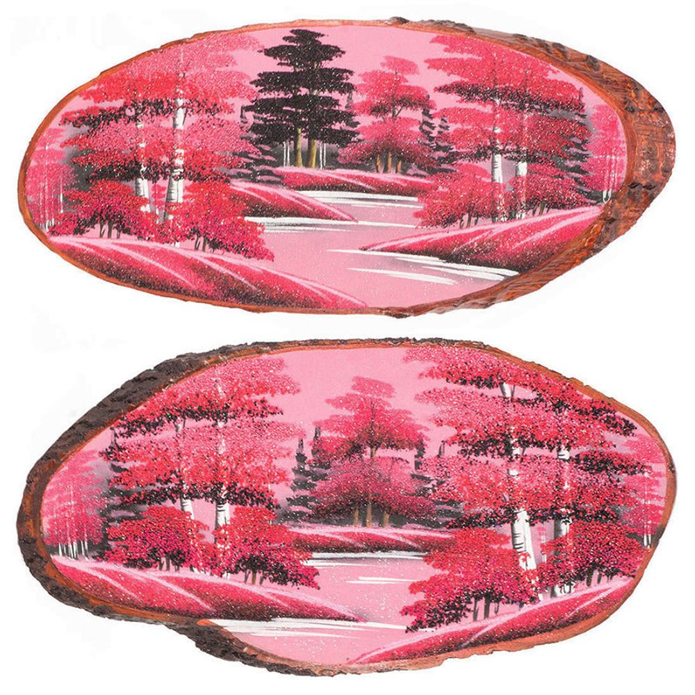 Панно на срезе дерева &quot;Розовый закат&quot; горизонтальное 70-75 см R118862
