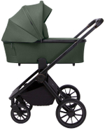 Детская коляска Peppy Monaco 3 в 1 с автокреслом Rise Oliva Green (зеленый), рама черная