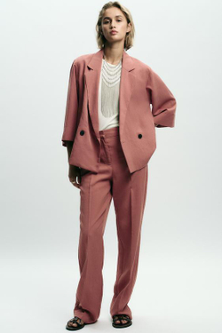 ZARA ПРЯМЫЕ БРЮКИ С ЭЛАСТИЧНЫМ ПОЯСОМ, МАРСАЛА