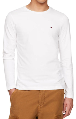 Мужская теннисная футболка теннисная Tommy Hilfiger Stretch Slim Fit Long Sleeve - белый