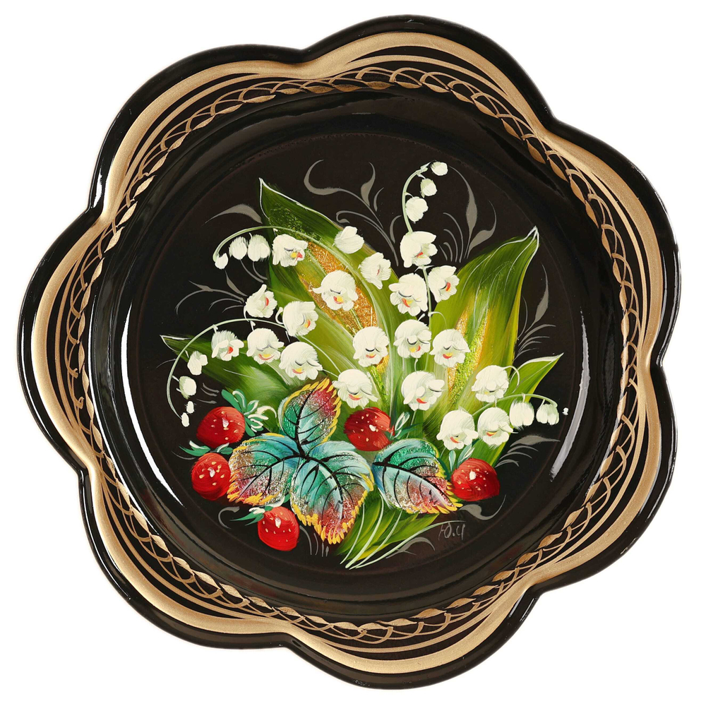 Жостовский поднос декоративный, размер 18 см (A1), металлический
